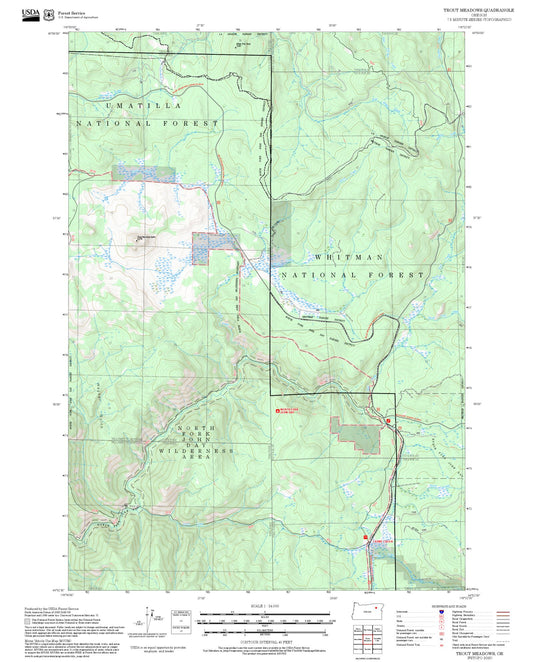 2025 Forest Service Topo Map of Trout Meadows Oregon