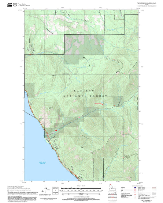 2025 Forest Service Topo Map of Trout Peak Idaho