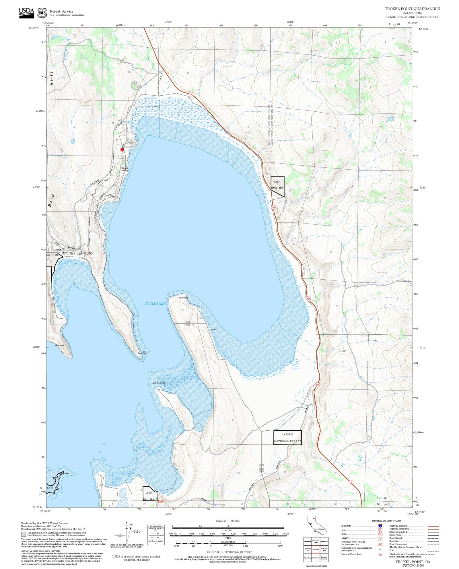 2025 Forest Service Topo Map of Troxel Point California – MyTopo Map Store