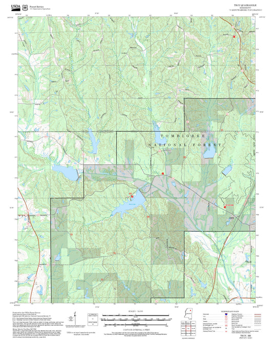 2025 Forest Service Topo Map of Troy Mississippi