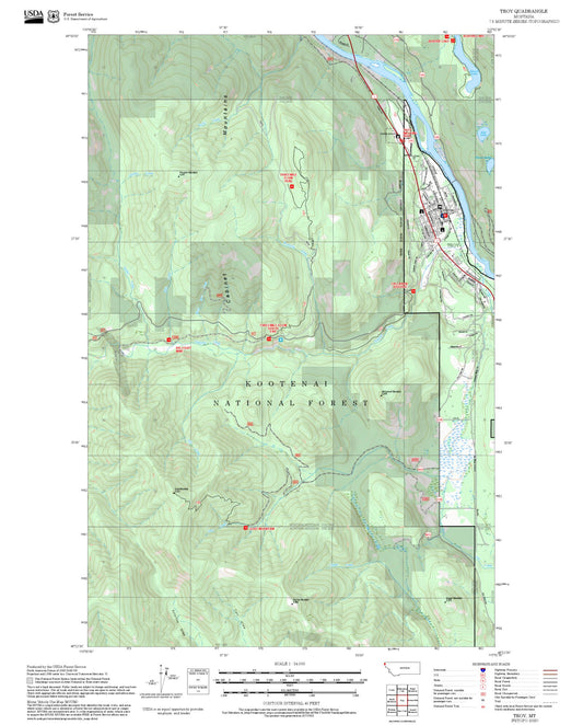 2025 Forest Service Topo Map of Troy Montana