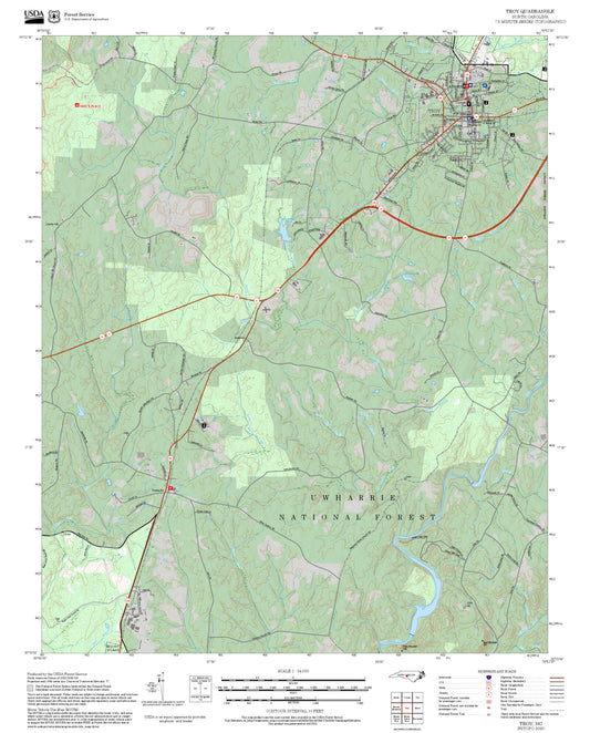 2025 Forest Service Topo Map of Troy North Carolina