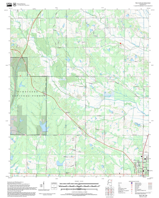 2025 Forest Service Topo Map of Troy SE Mississippi