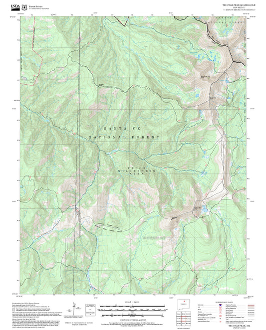 2025 Forest Service Topo Map of Truchas Peak New Mexico