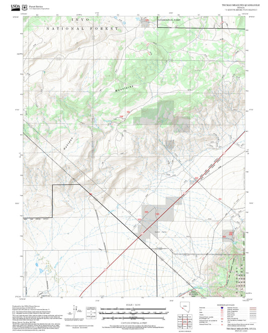 2025 Forest Service Topo Map of Truman Meadows Nevada