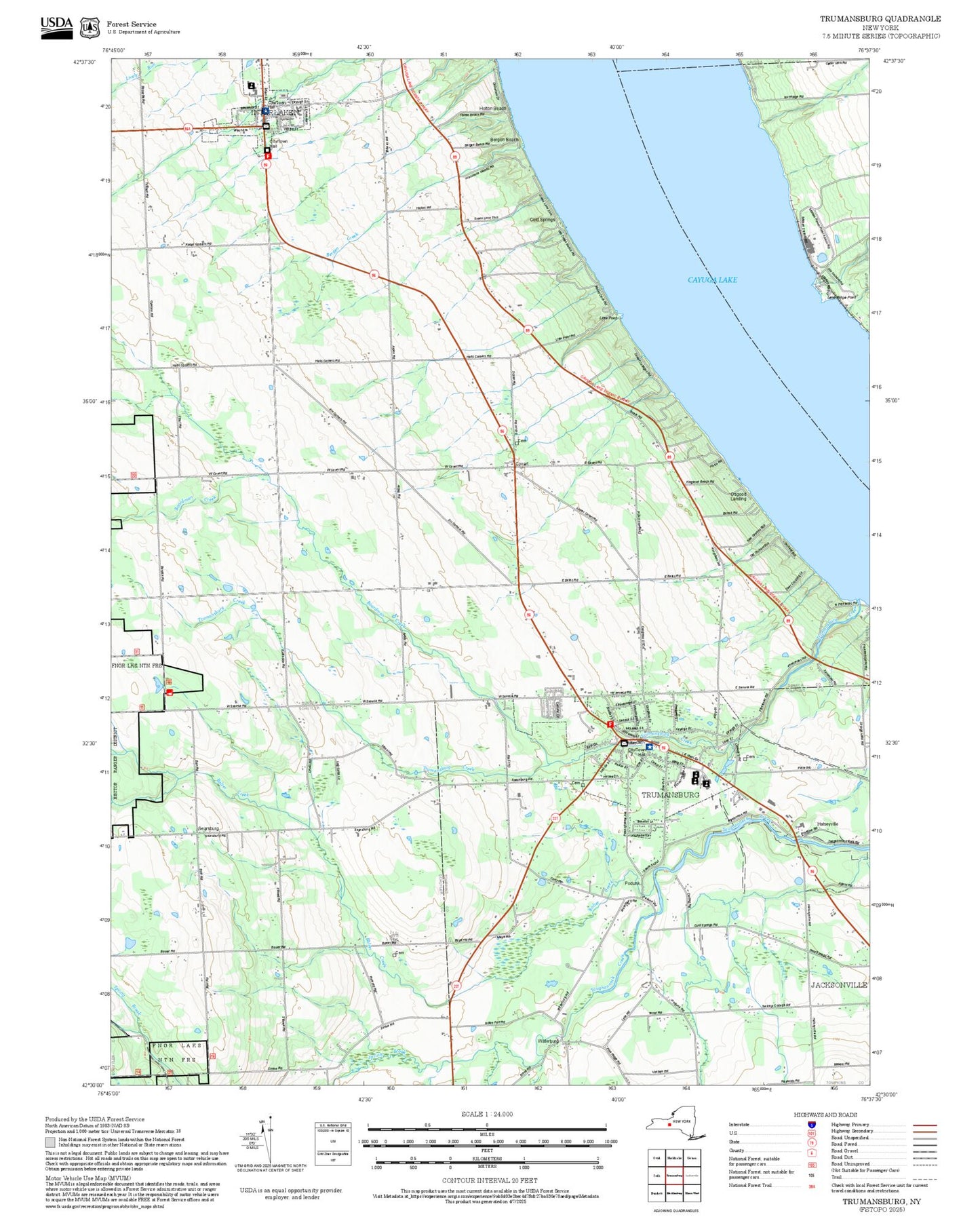 2025 Forest Service Topo Map of Trumansburg New York