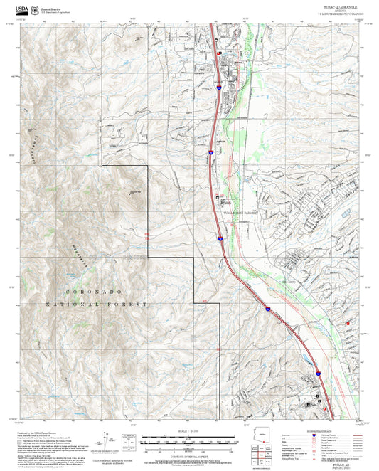 2025 Forest Service Topo Map of Tubac Arizona