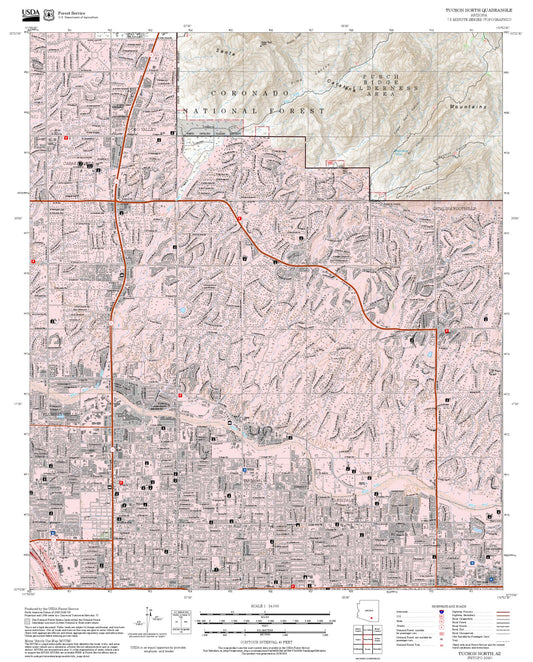 2025 Forest Service Topo Map of Tucson North Arizona
