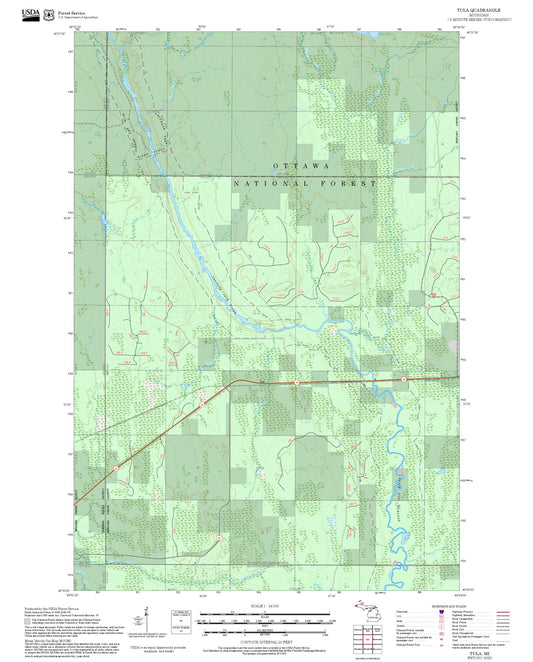 2025 Forest Service Topo Map of Tula Michigan