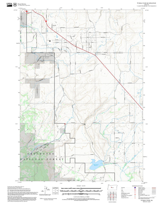 2025 Forest Service Topo Map of Tumalo Dam Oregon