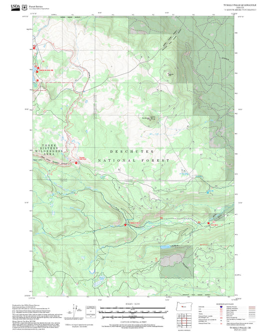 2025 Forest Service Topo Map of Tumalo Falls Oregon
