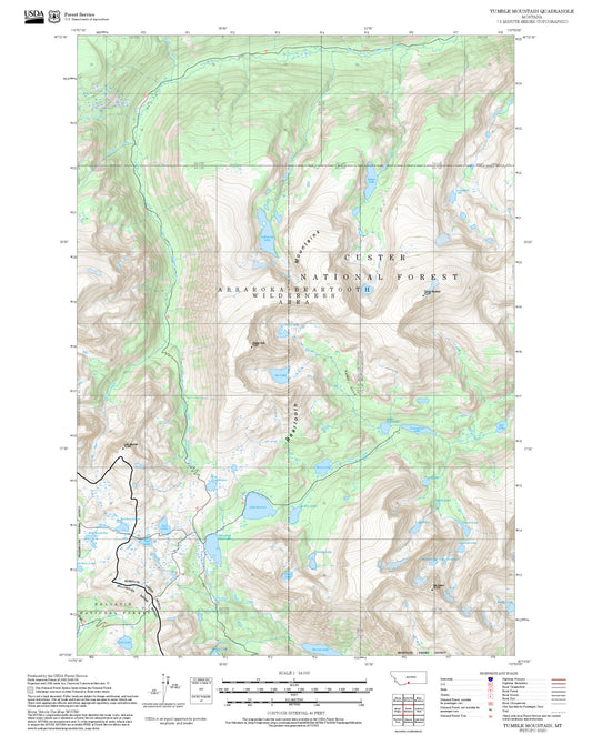 2025 Forest Service Topo Map of Tumble Mountain Montana