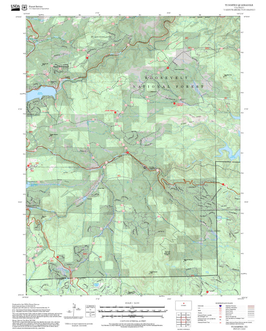 2025 Forest Service Topo Map of Tungsten Colorado