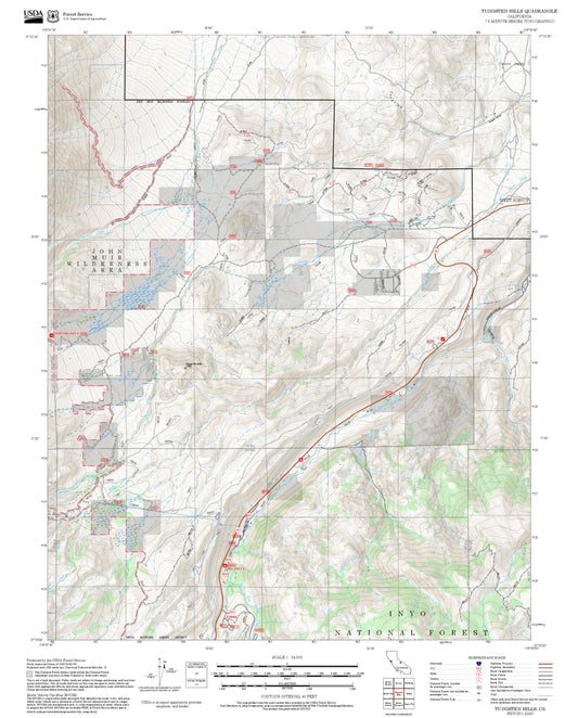 2025 Forest Service Topo Map of Tungsten Hills California