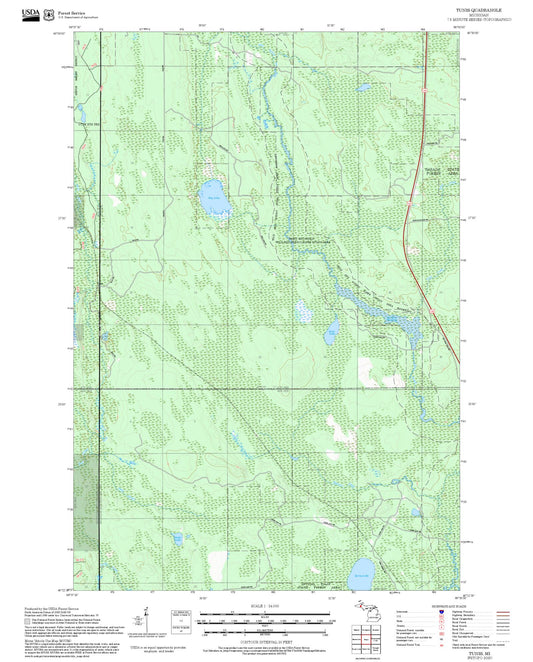 2025 Forest Service Topo Map of Tunis Michigan