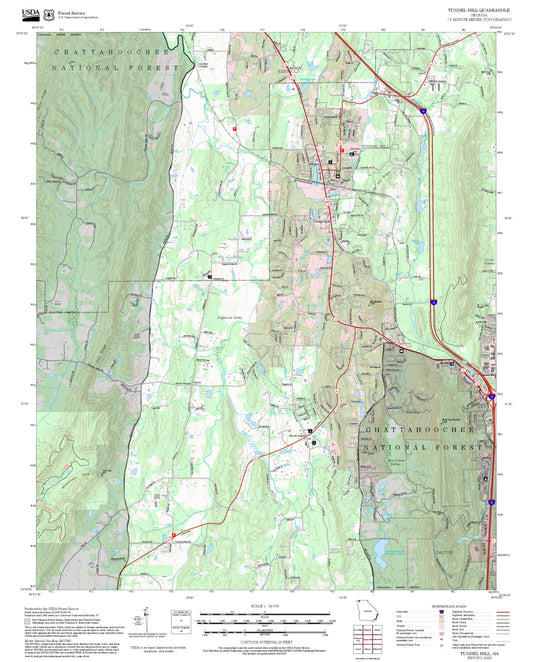 2025 Forest Service Topo Map of Tunnel Hill Georgia