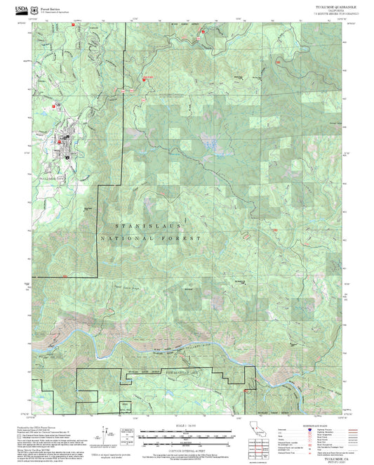 2025 Forest Service Topo Map of Tuolumne California