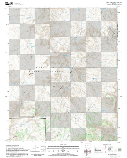 2025 Forest Service Topo Map of Turkey Canyon Arizona
