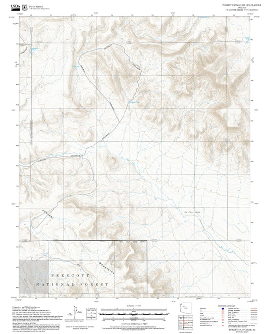 2025 Forest Service Topo Map of Turkey Canyon NE Arizona
