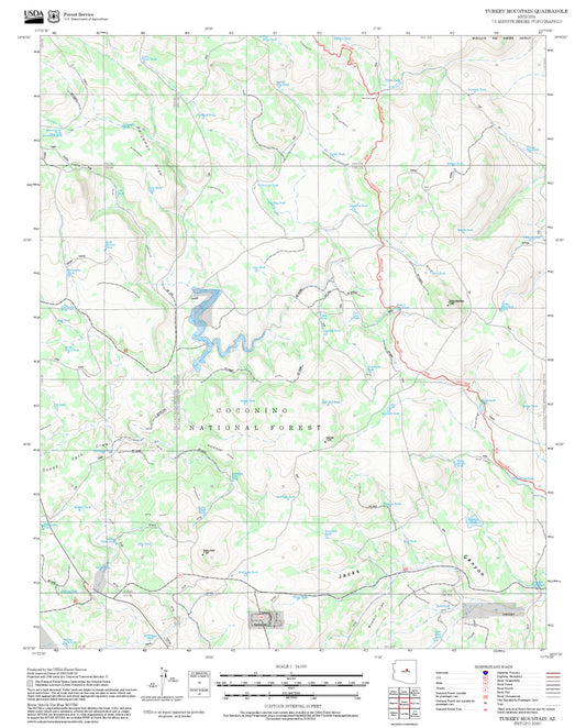 2025 Forest Service Topo Map of Turkey Mountain Arizona