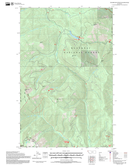 2025 Forest Service Topo Map of Turner Mountain Montana