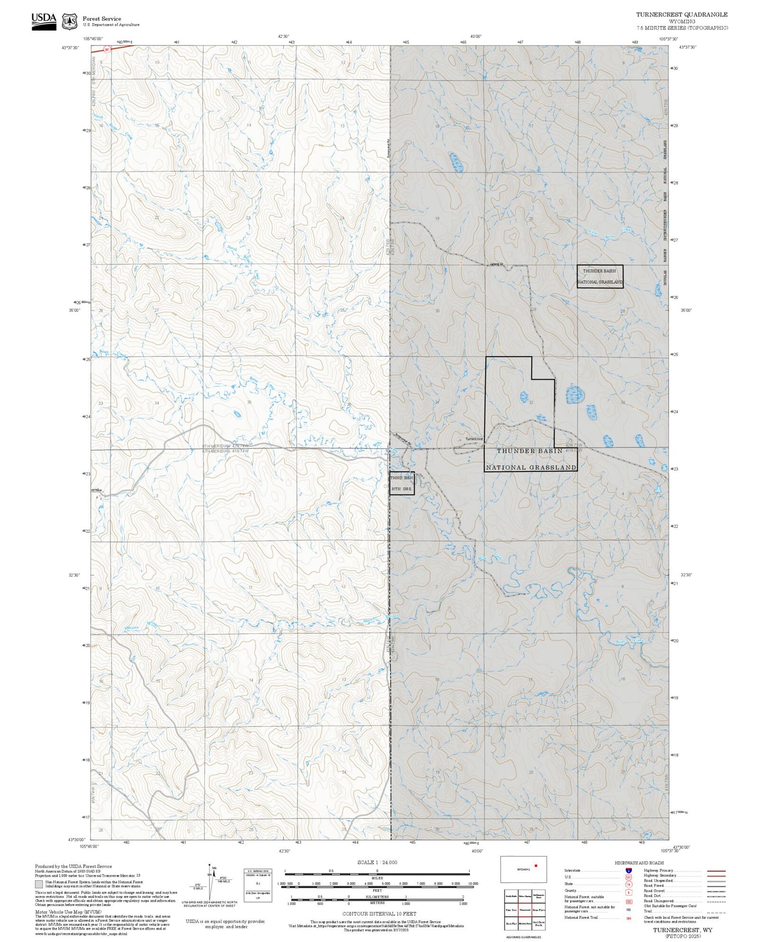 2025 Forest Service Topo Map of Turnercrest Wyoming
