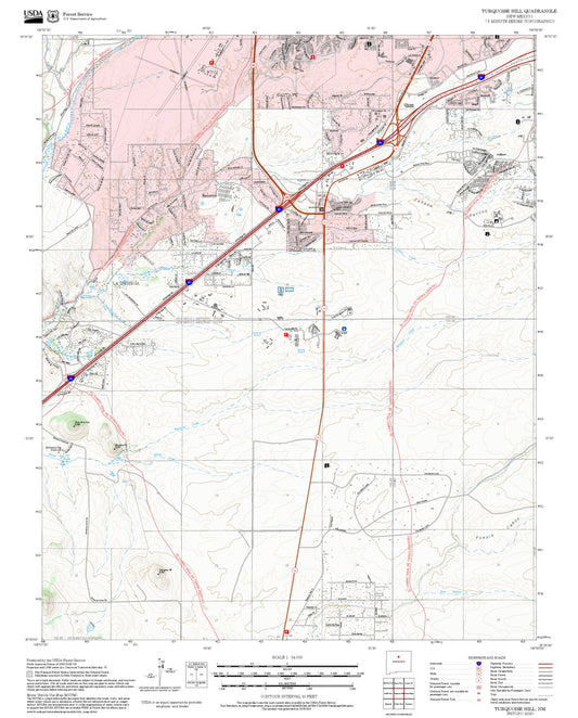 2025 Forest Service Topo Map of Turquoise Hill New Mexico