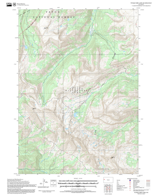 2025 Forest Service Topo Map of Turquoise Lake Wyoming