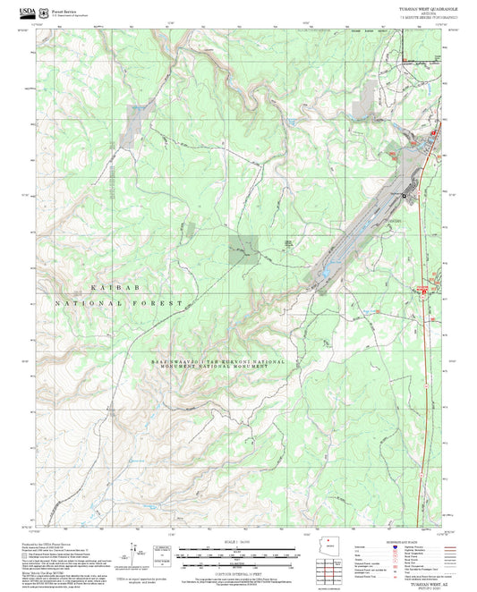 2025 Forest Service Topo Map of Tusayan West Arizona