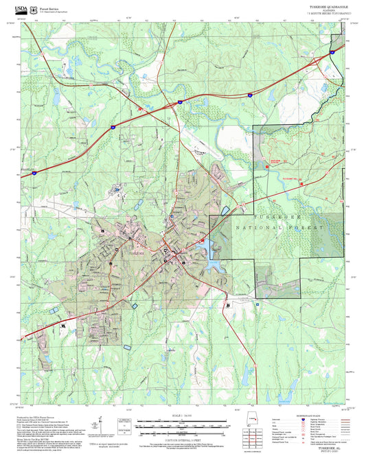 2025 Forest Service Topo Map of Tuskegee Alabama