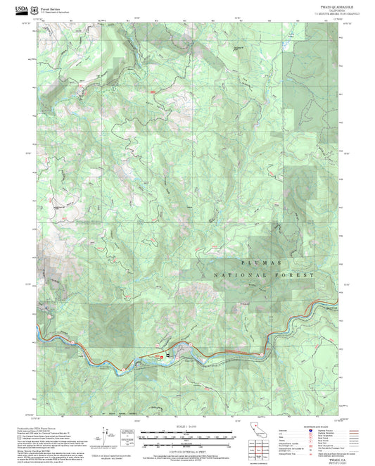 2025 Forest Service Topo Map of Twain California