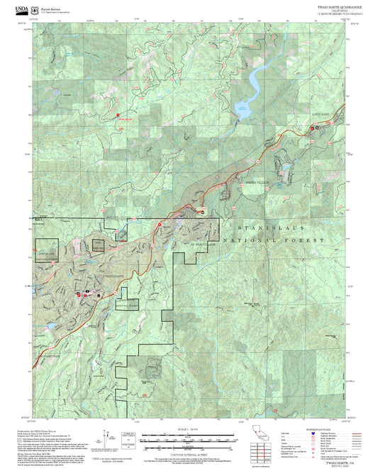 2025 Forest Service Topo Map of Twain Harte California