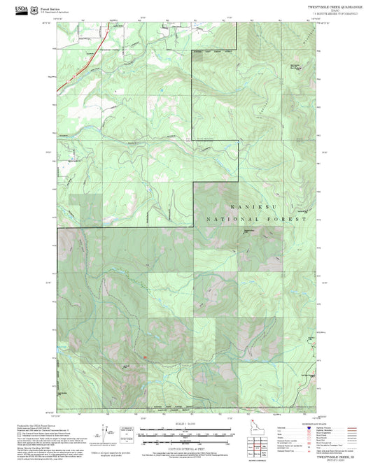 2025 Forest Service Topo Map of Twentymile Creek Idaho