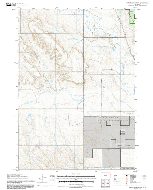 2025 Forest Service Topo Map of Twentyone Divide Wyoming