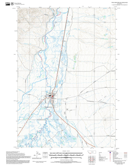 2025 Forest Service Topo Map of Twin Bridges Montana