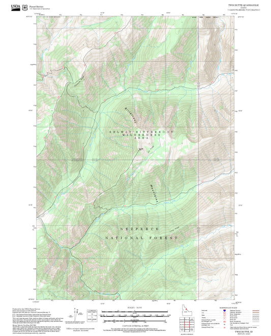 2025 Forest Service Topo Map of Twin Butte Idaho