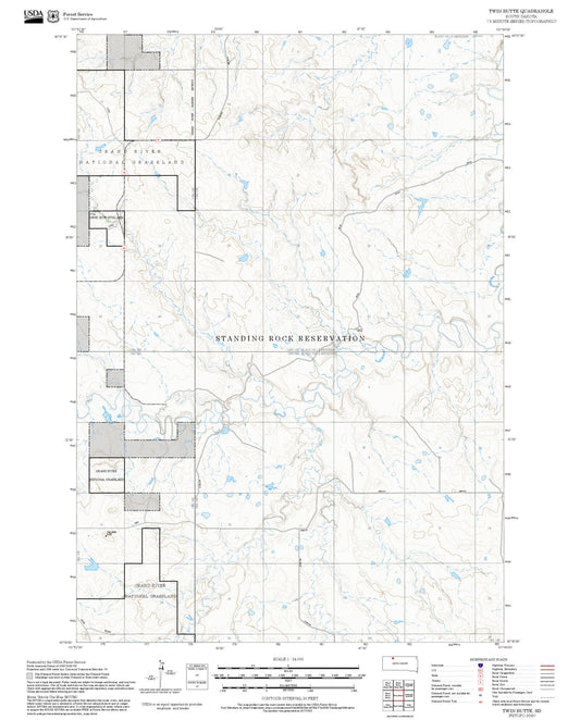 2025 Forest Service Topo Map of Twin Butte South Dakota