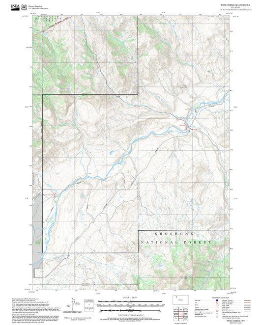 2025 Forest Service Topo Map of Twin Creek Wyoming