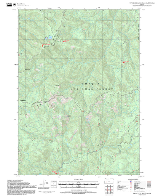 2025 Forest Service Topo Map of Twin Lakes Mountain Oregon