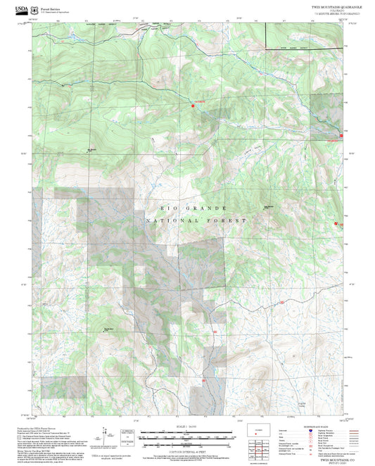 2025 Forest Service Topo Map of Twin Mountains Colorado