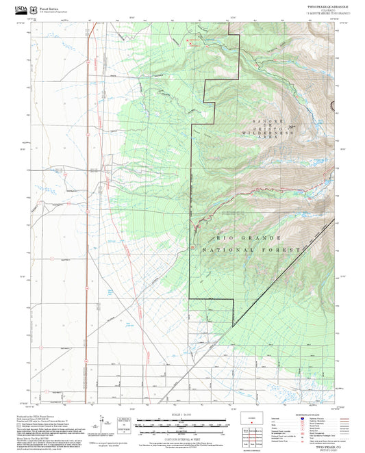 2025 Forest Service Topo Map of Twin Peaks Colorado