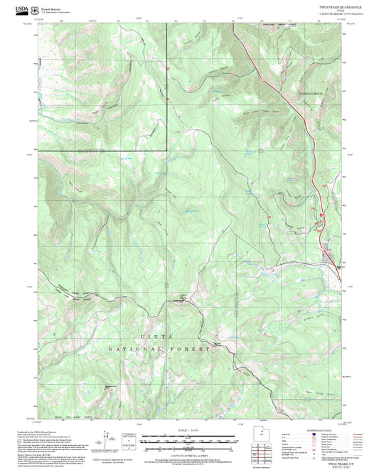 2025 Forest Service Topo Map of Twin Peaks Utah