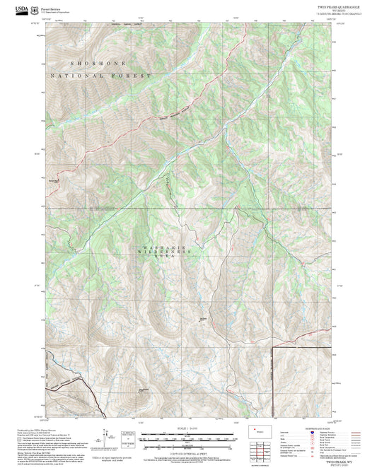 2025 Forest Service Topo Map of Twin Peaks Wyoming
