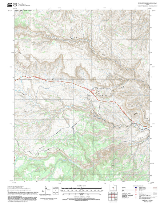 2025 Forest Service Topo Map of Twin Rocks Utah