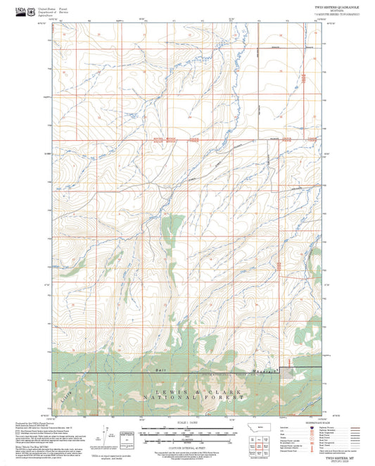 2025 Forest Service Topo Map of Twin Sisters Montana