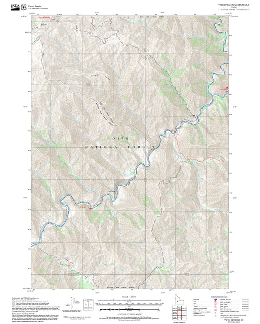 2025 Forest Service Topo Map of Twin Springs Idaho