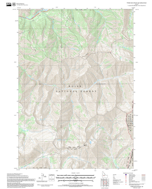 2025 Forest Service Topo Map of Tyee Mountain Idaho