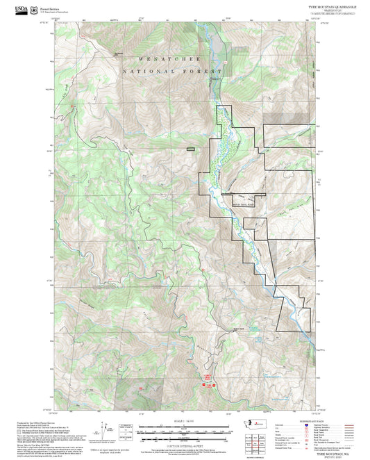 2025 Forest Service Topo Map of Tyee Mountain Washington
