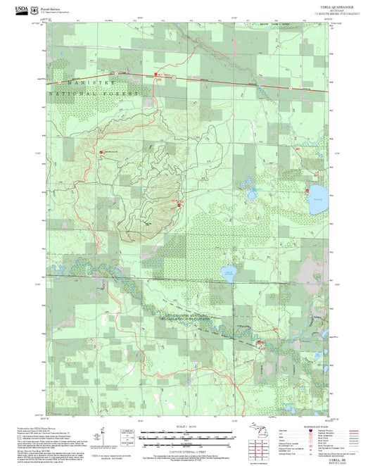 2025 Forest Service Topo Map of Udell Michigan