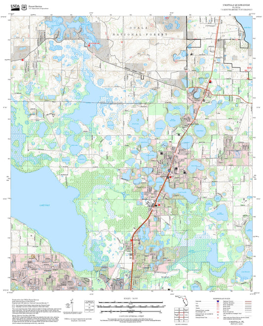 2025 Forest Service Topo Map of Umatilla Florida